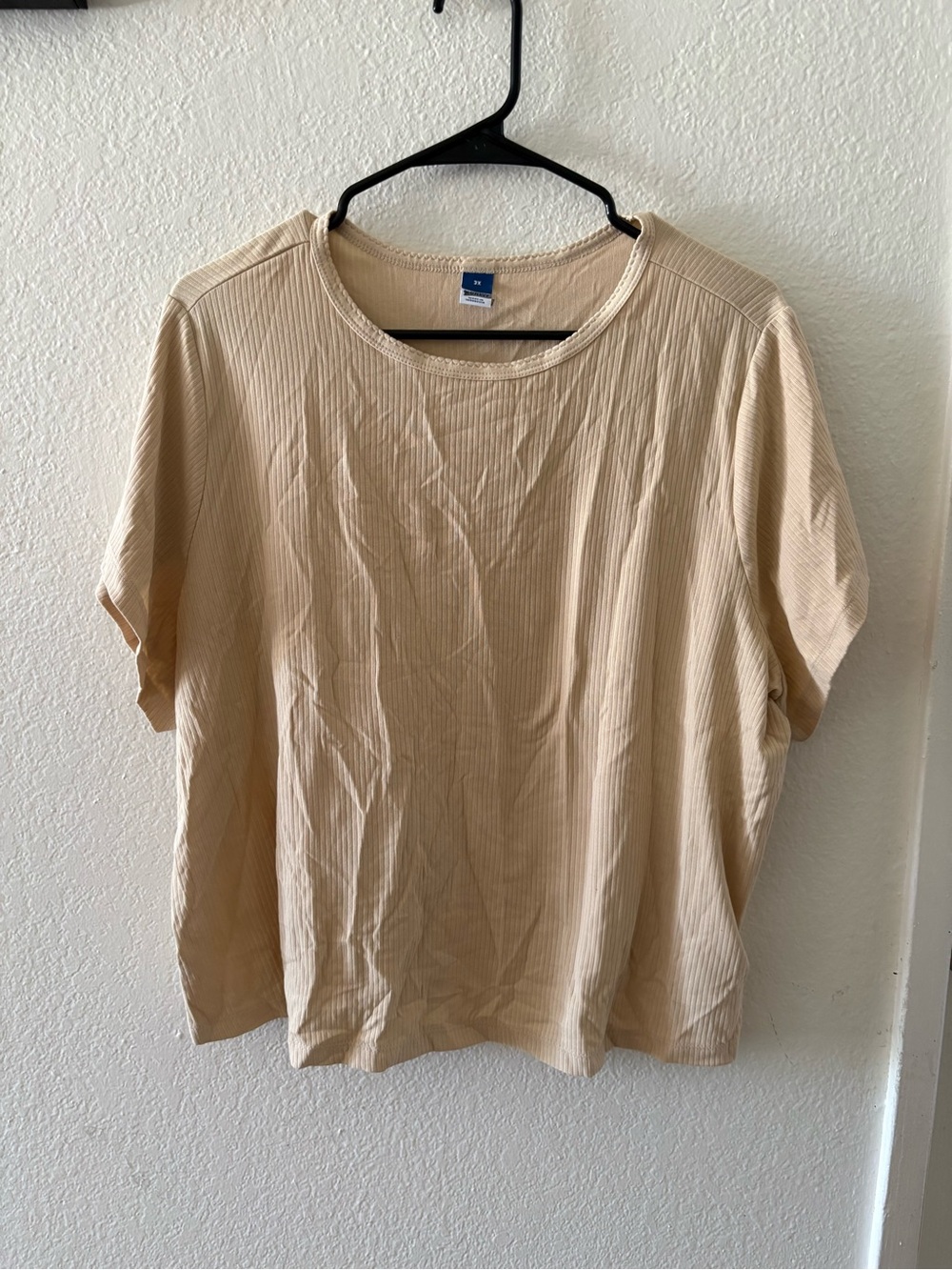 Old Navy Beige Ribbed Short-Sleeve Tee 3x